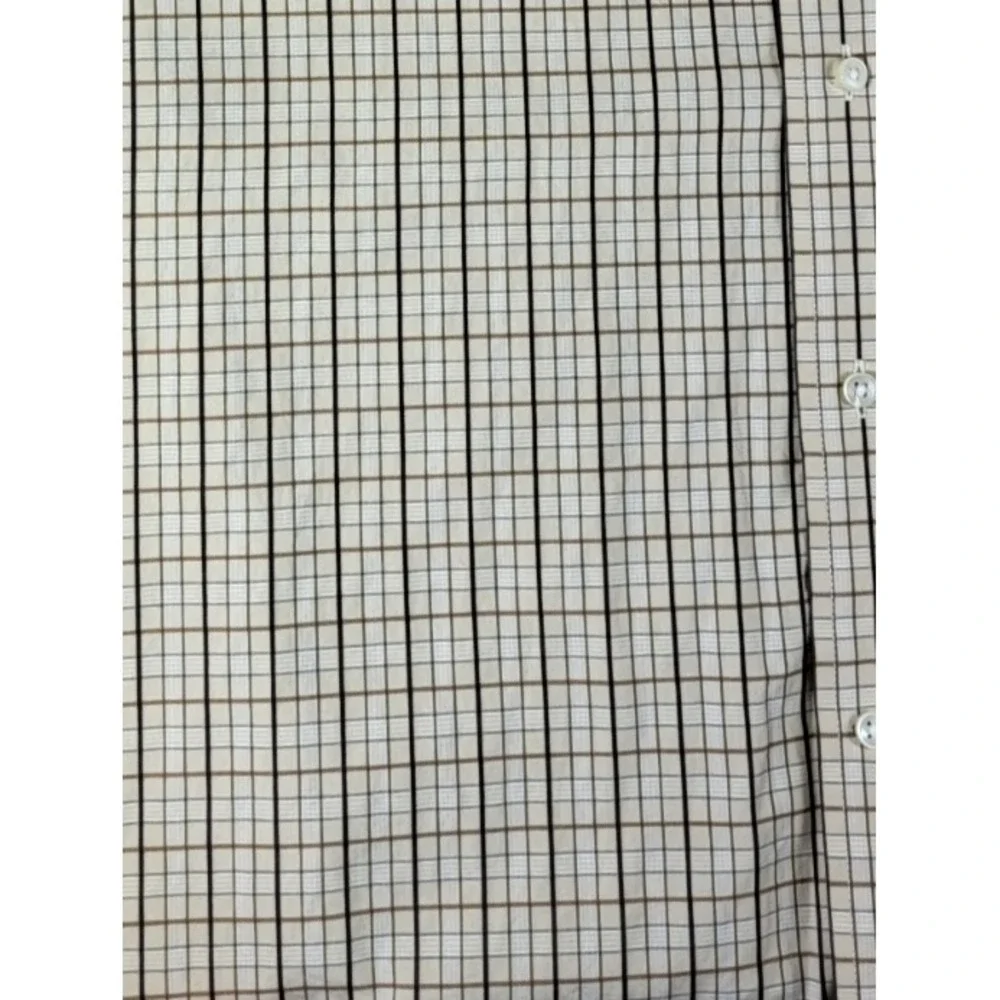 Tommy Hilfiger 80's 2 Ply Cotton Cream Plaid‎ Button Down Shirt Size XL Preppy